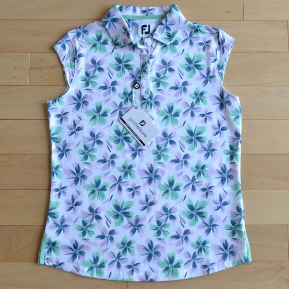 NWT Footjoy Sleeveless Shirt White, Green, Light Purple Size Small - Picture 1 of 5